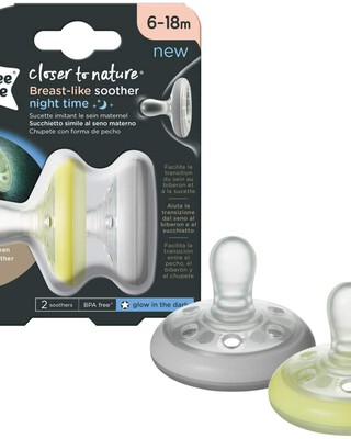 Tommee Tippee Closer To Nature Night Time Soother, Pack of 2, (0-6 months)